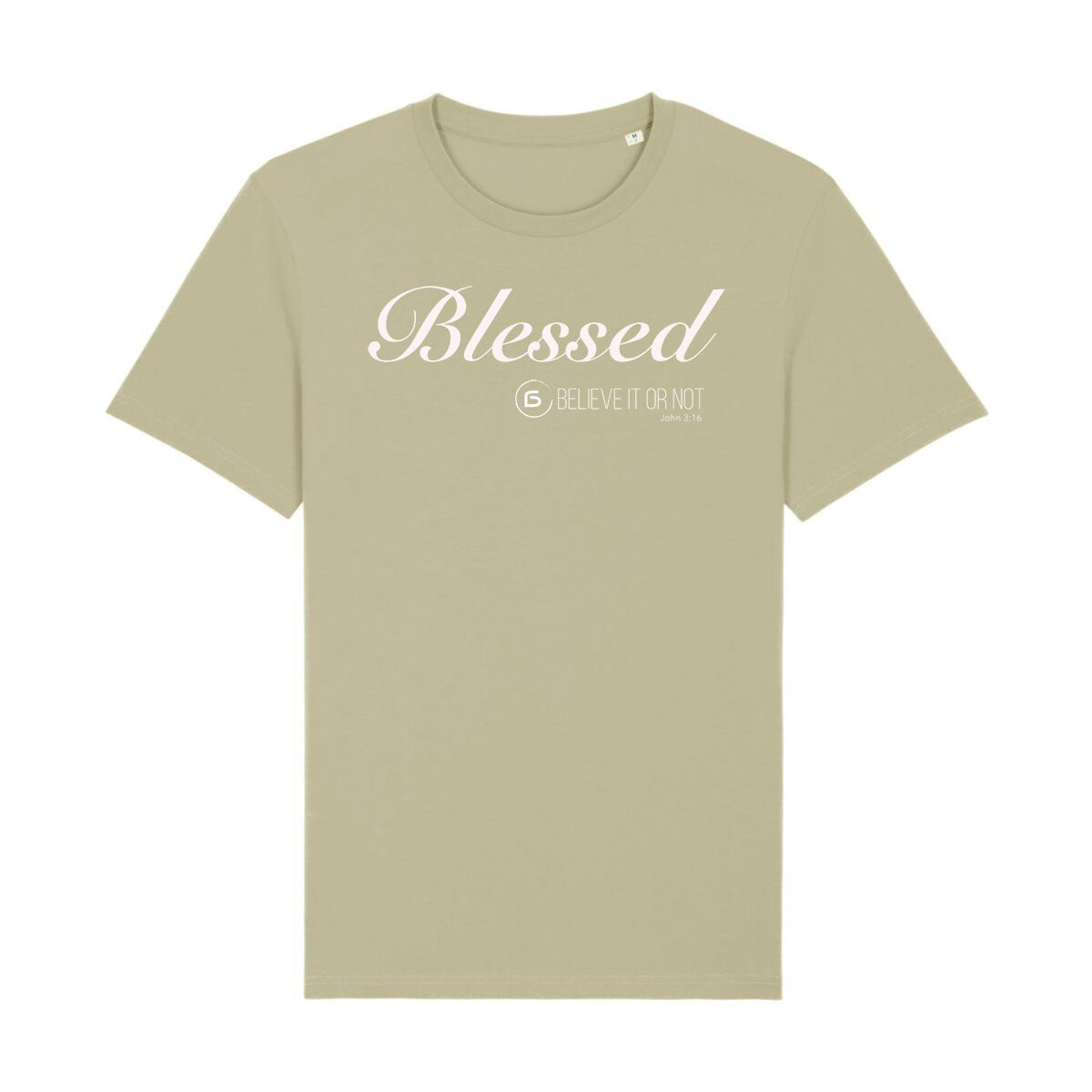 T-shirt Blessed, kleur: Sage