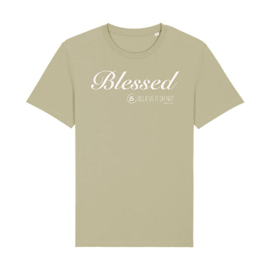 T-shirt Blessed, kleur: Sage